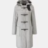 Women's Long Slim Fit Duffle Coat Silver Prince Of Wales