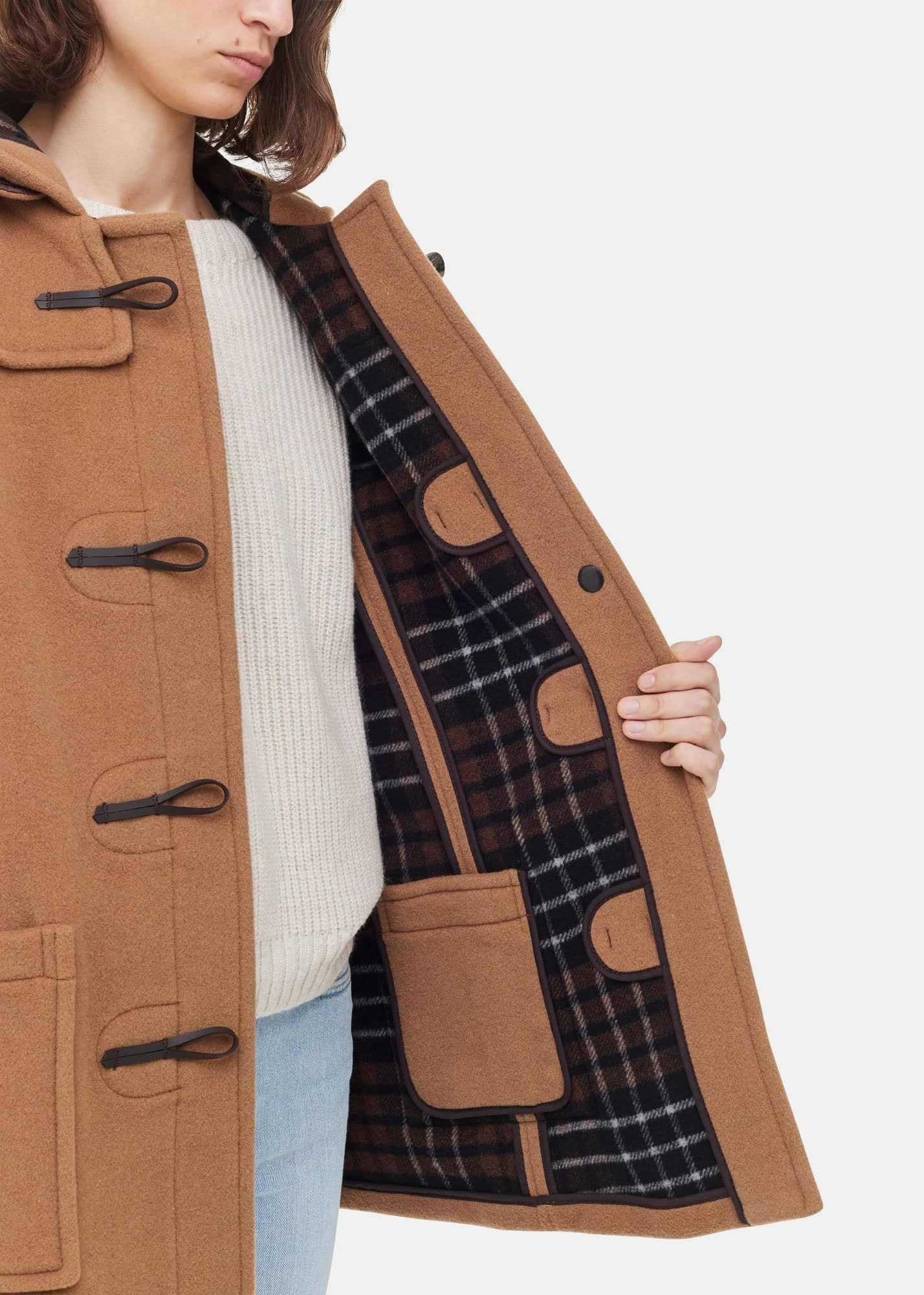 Short Slim Fit Duffle Coat Camel - Image 2