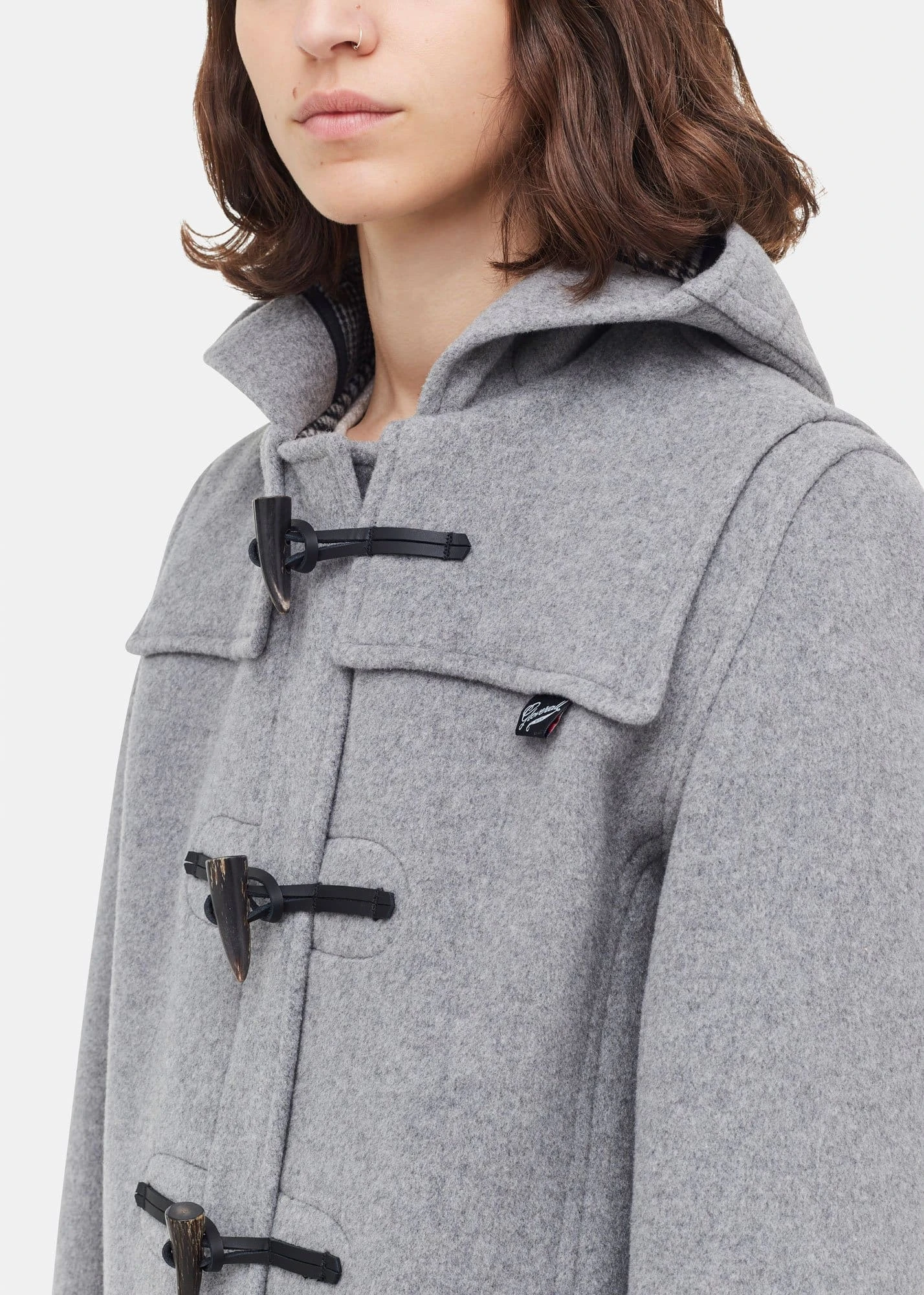 Short Slim Fit Duffle Coat Silver - Image 3