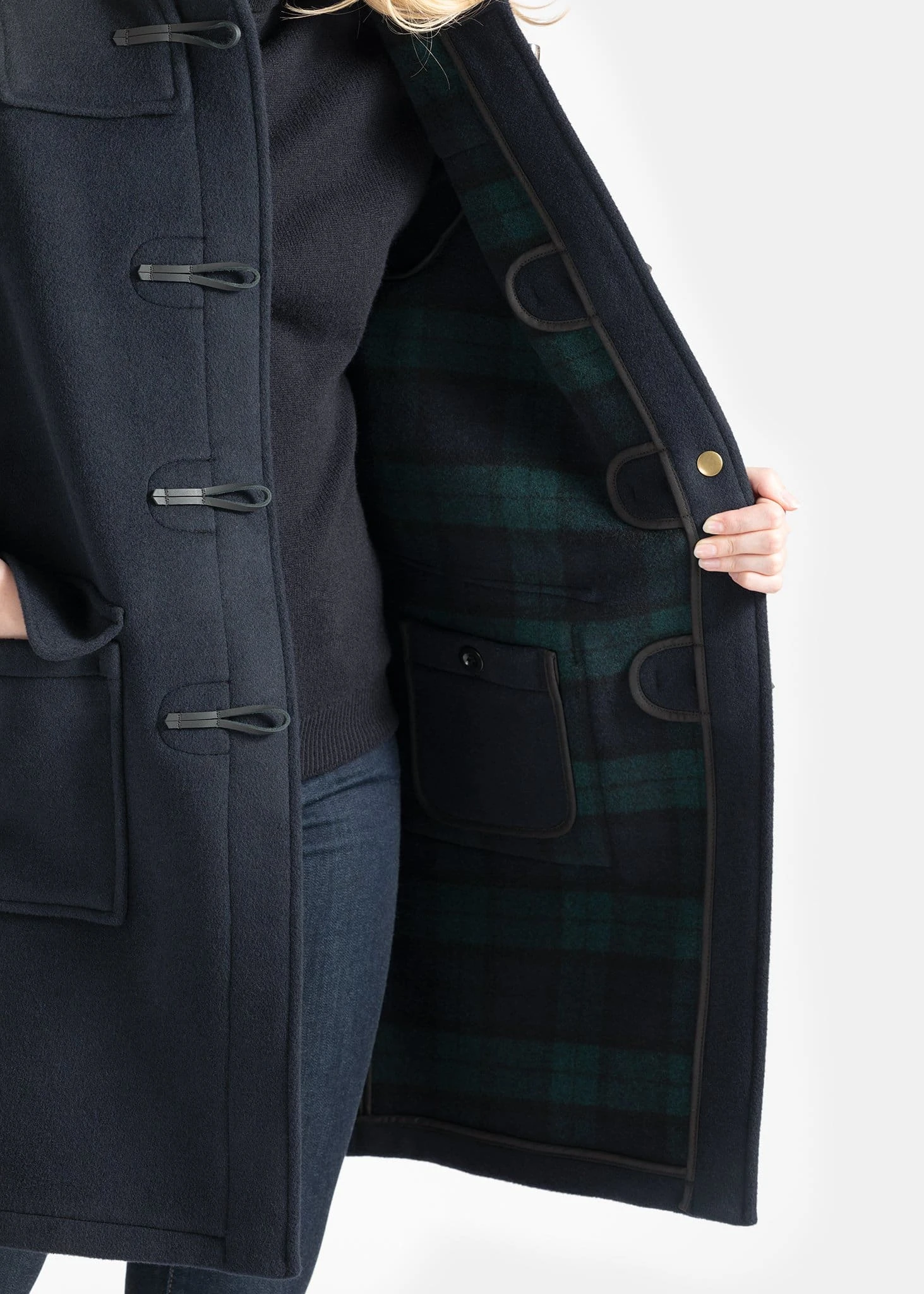 Women's Original Duffle Coat Navy Black Watch - Image 4