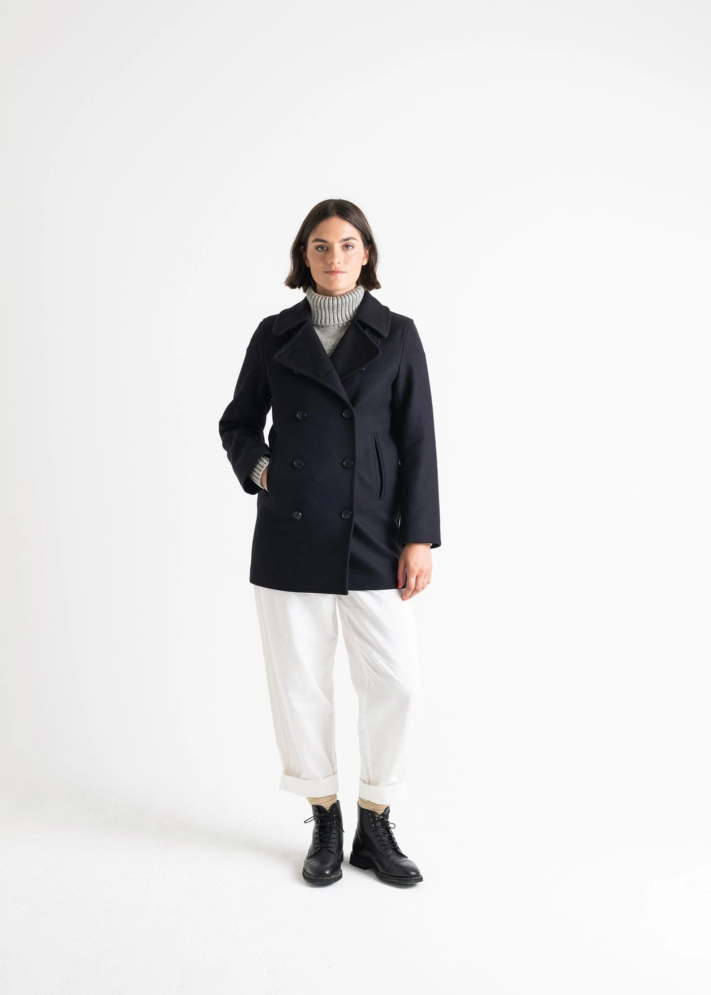 Ellen Peacoat Navy - Image 4