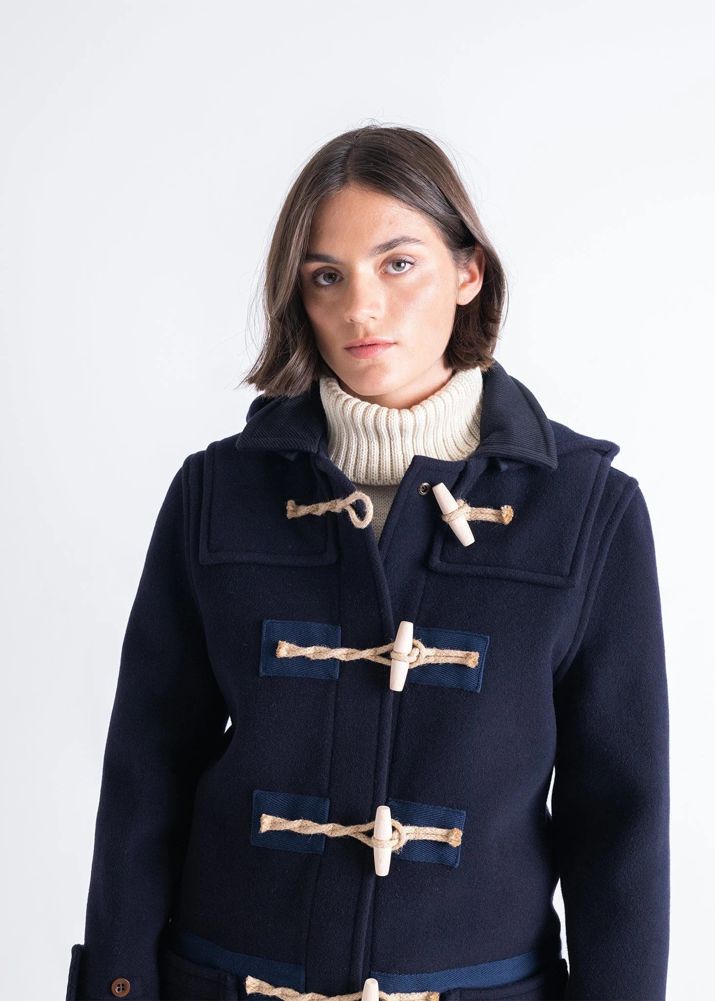 Women's Collared Duffle Navy - Image 4