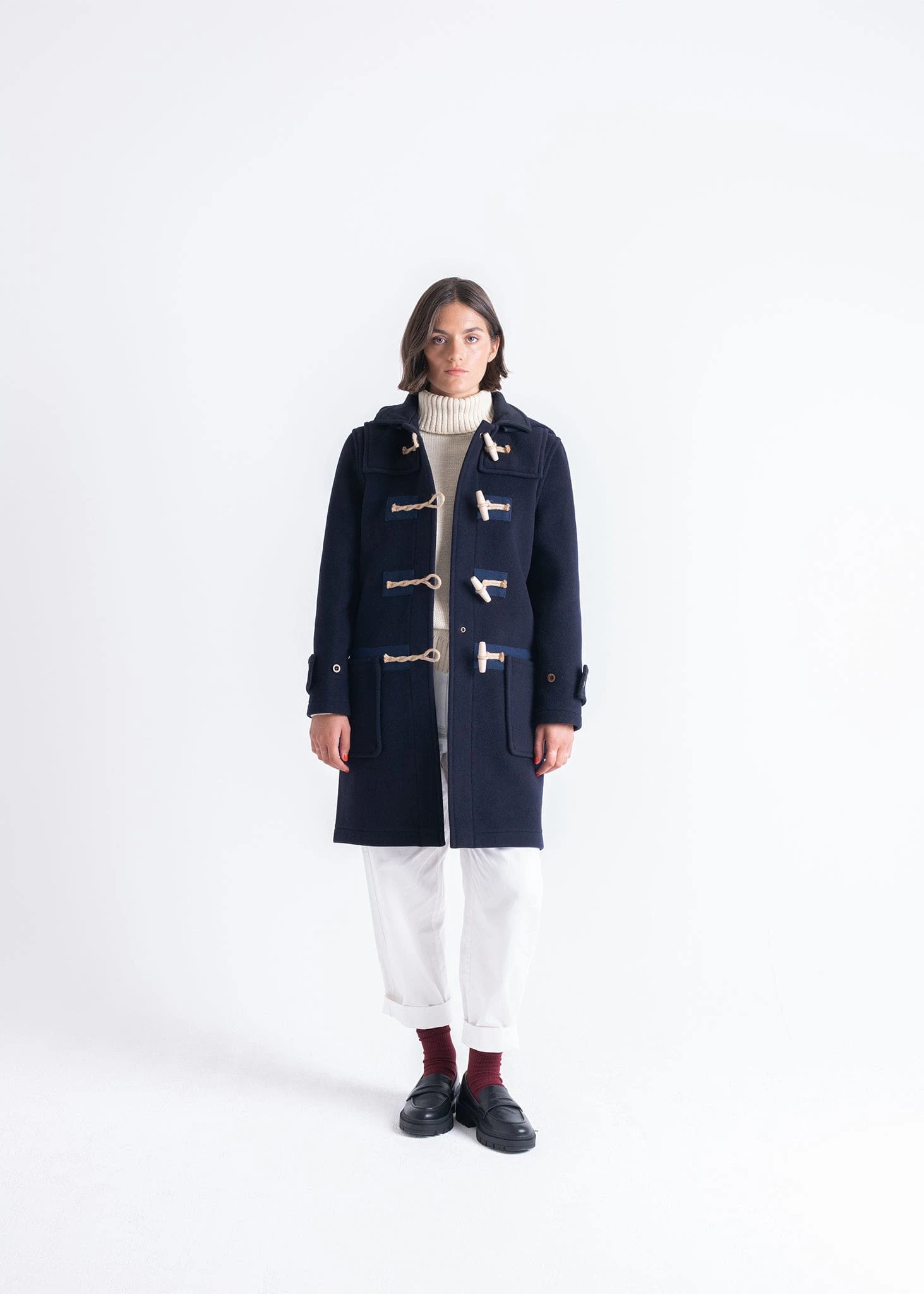 Women's Collared Duffle Navy - Image 3